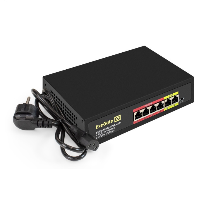 Коммутатор неуправляемый EXEGATE EDES-1006D.4POE-48W EX299020RUS
