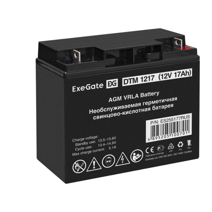 EXEGATE DTM 1217 — AGM-аккумулятор 12 В, 17 А·ч ES255177RUS